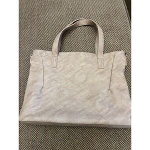 Viv & Lou Audrey Purse Large Vegan Leather Tote Roomy Zippers Neutral Color Tan